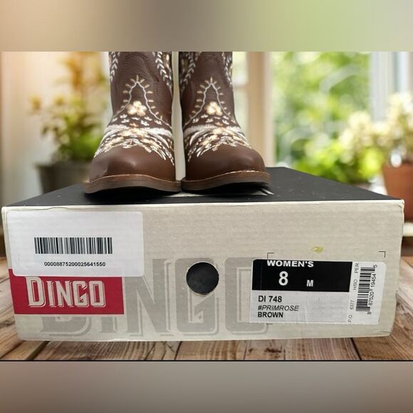 DINGO Leather Floral Embroidered Cowgirl boots Size 8 - Picture 13 of 16